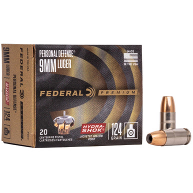  Hydra-shok 9mm 124gr Hp 20/500 Ammo