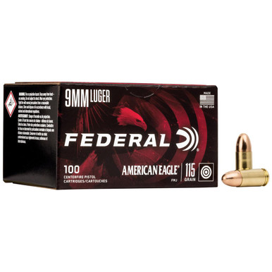 eral American Eagle 9mm 115gr FMJ 500 Rounds Ammo