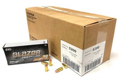  Blazer Brass 9mm Luger 115 Gr FMJ Ammunition 500 Rounds Ammo