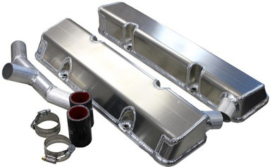 SBC Fab Valve Cover Set Sgl Crossover Breather - Tactical Surplus USA