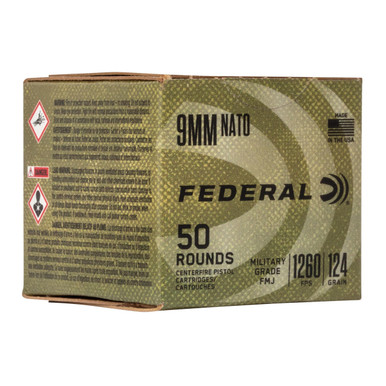 Fed Mil-grade 9mm 124gr Fmj 50/500 Mil-grade 9mm 124gr Fmj 50/500 Ammo