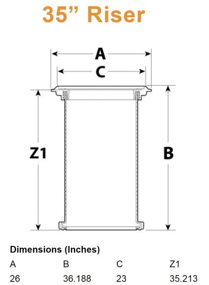 Extension Riser Pair - 35 inch for Endura XL Grease Interceptor - Drain ...