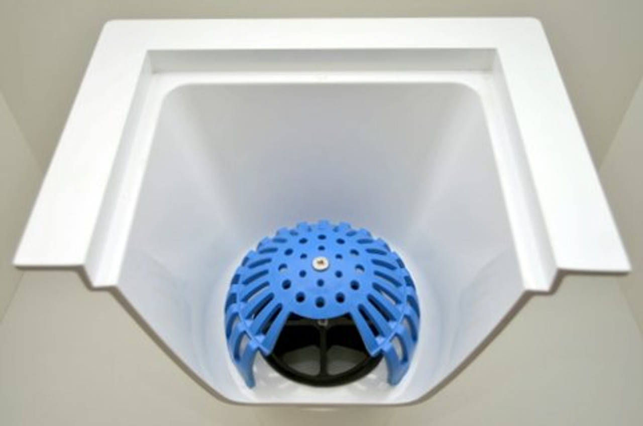 locking dome strainer protects floor sinks from debris