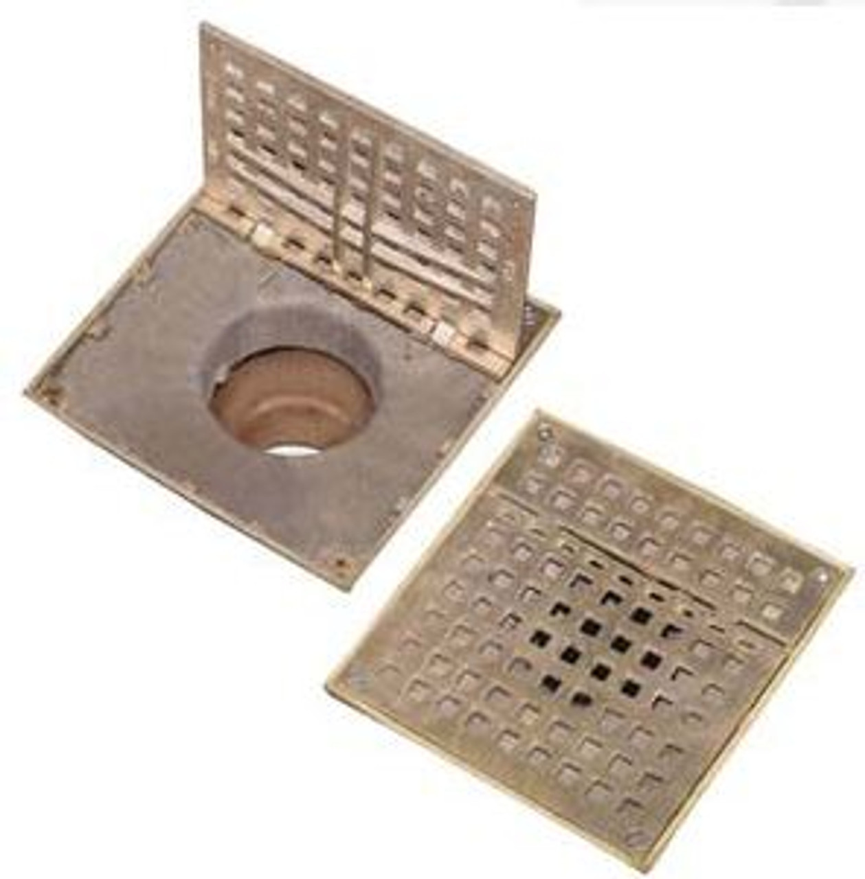 Square Hinged Drain Grate 7 3/8 inch Brass Floor Drain Strainer