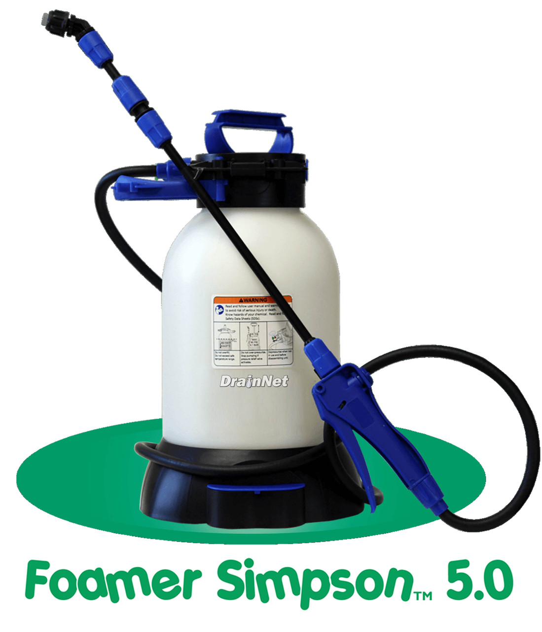 Foamer Simpson 5.0 Liter Pump-Up Foamer with 17 inch wand and 6.5 ft hose -  Drain-Net Technologies