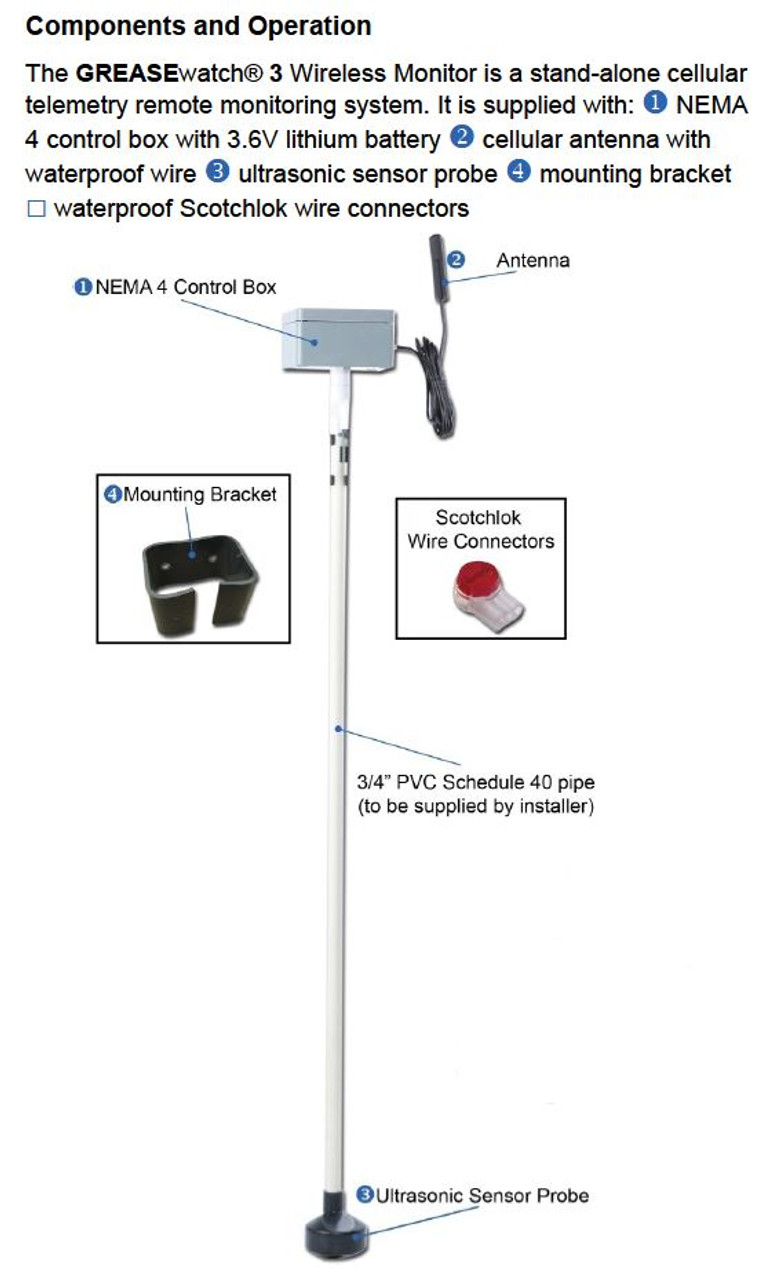 GreaseWatch 3 (Grease Trap Monitoring through Cellular connection)