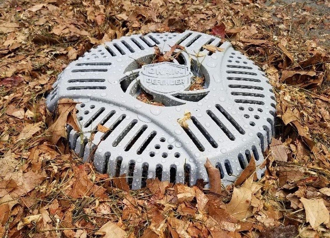 Stairwell Drain cover for grass and leaves