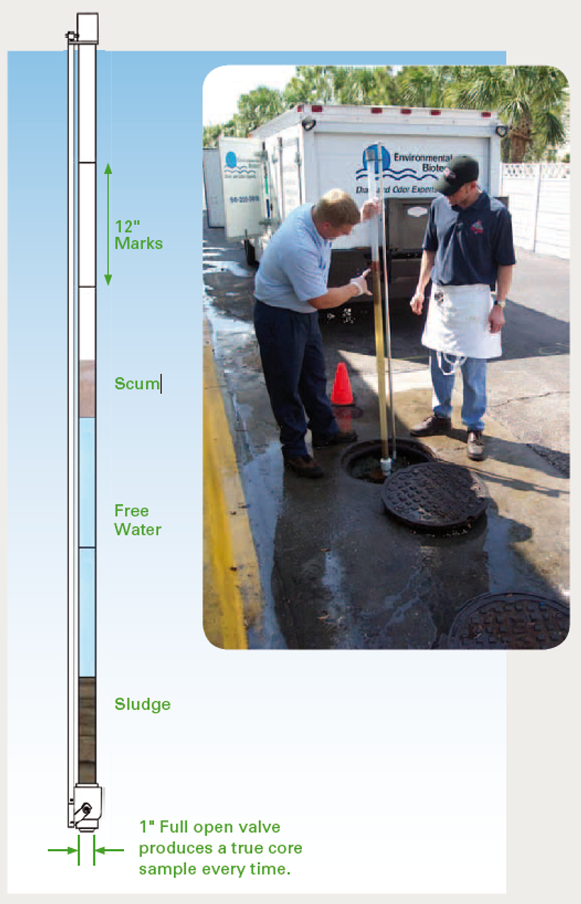 Dipstick Pro™ 18 feet long - Three 6'L Sections - Grease Trap & Tank Core Sampler
