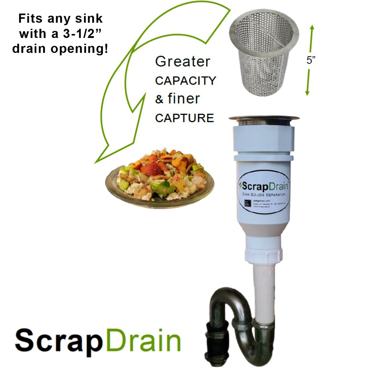 ScrapDrain™ Capture Solids in Commercial and residential Sinks