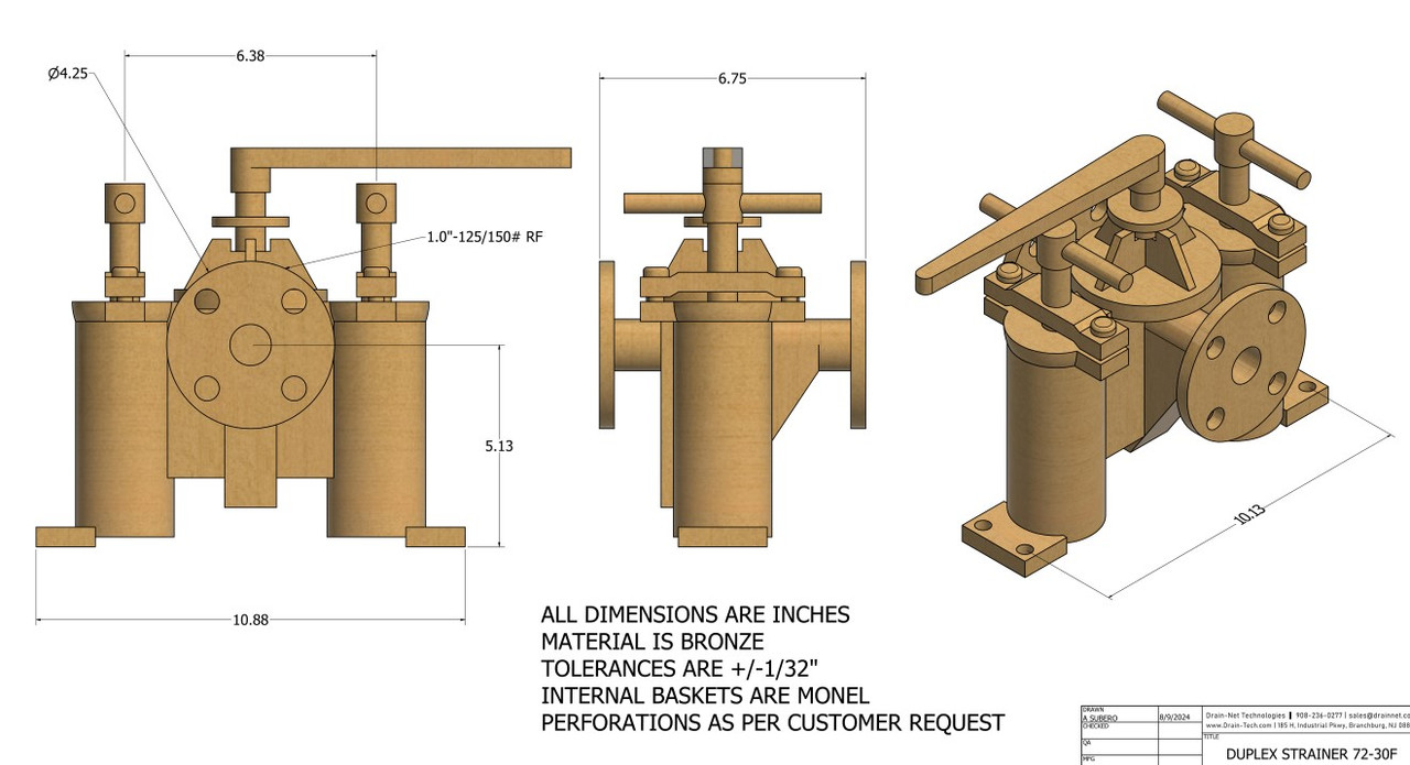 72-30F BRONZE Duplex Strainer (replacement for Kraissl Twin Filter