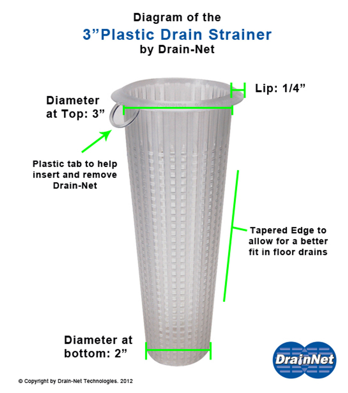 4 Diameter x 4 Tall Commercial Cylinder Floor Drain Strainer