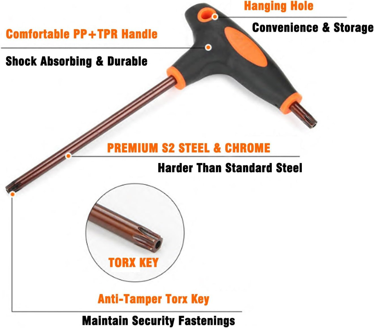 T-Handle Wrench for T40-Security Torx Drain Lock - Drain-Net