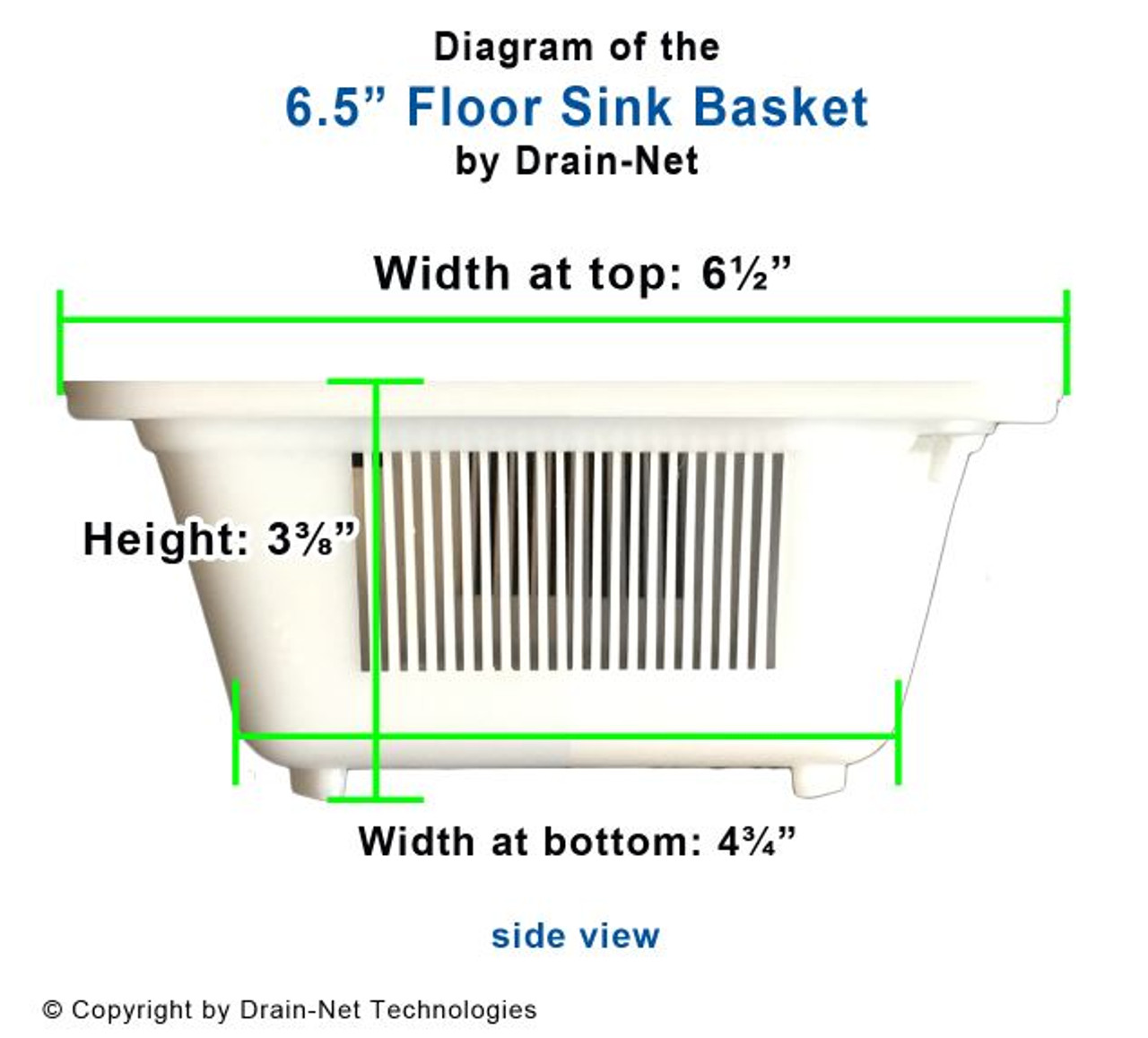 6.5" Floor Sink basket Specs