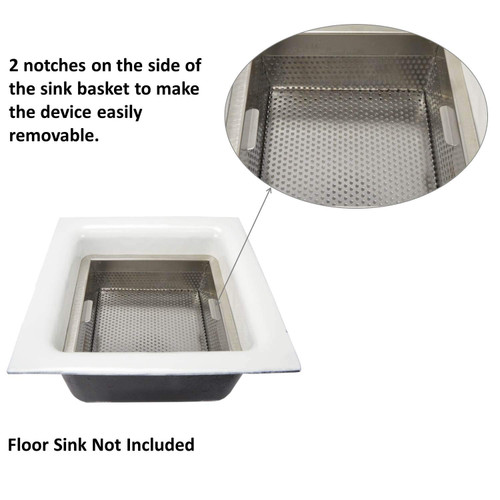 8.5" x 8.5" x 3" Stainless Steel Perforated Drain Bucket for floor sinks