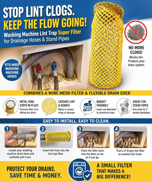 Washing Machine Lint Trap Super Filter for drainage hose