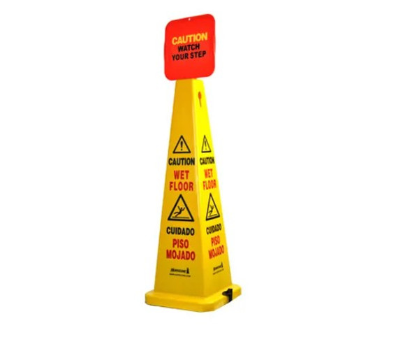 HURRICONE 36 inch Four Sided Wet Floor Safety Cone with Red Sign