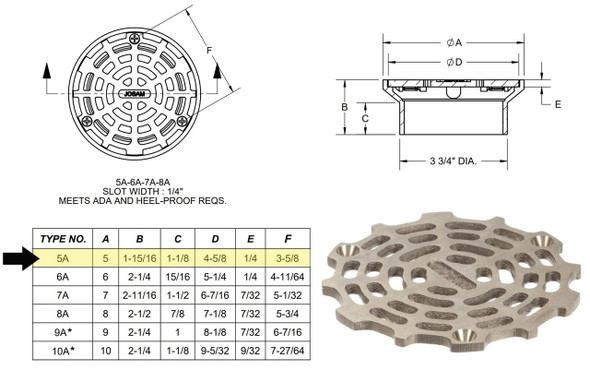 Josam 5" Round Drain Cover with Lock and Stop