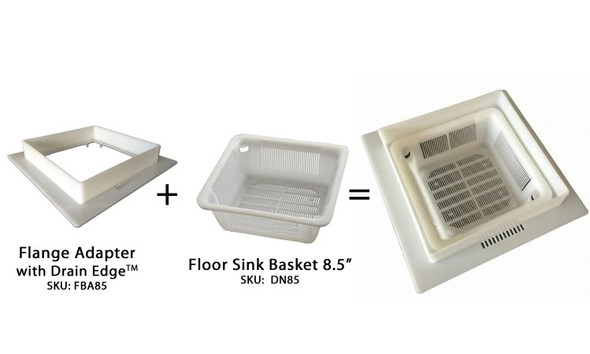 8.5" Floor Sink Basket + Flange Adapter Drain Edge™ Combo