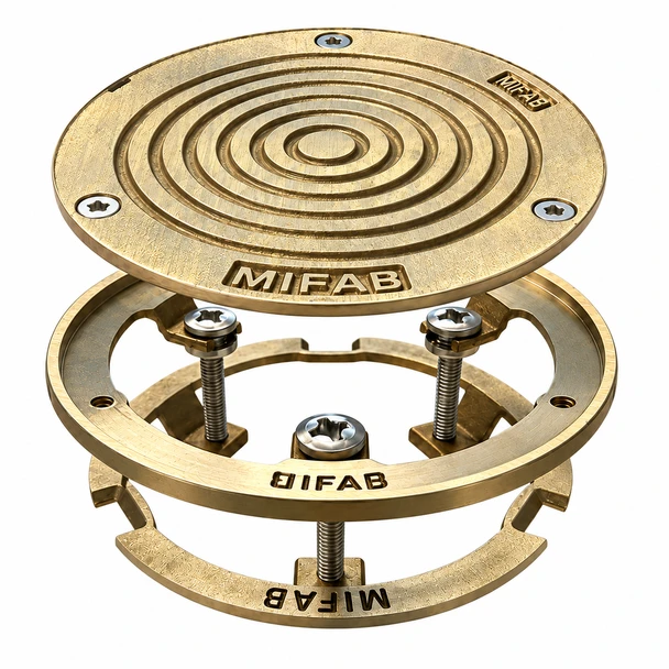 Top Set Retro-Fit Grate & Frame - 5 inch Round Solid Drain Cover