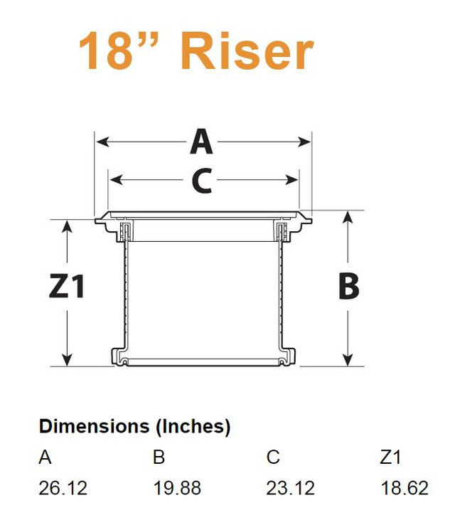Extension Riser Pair - 18 inch for Endura XL Grease Interceptor - Drain ...