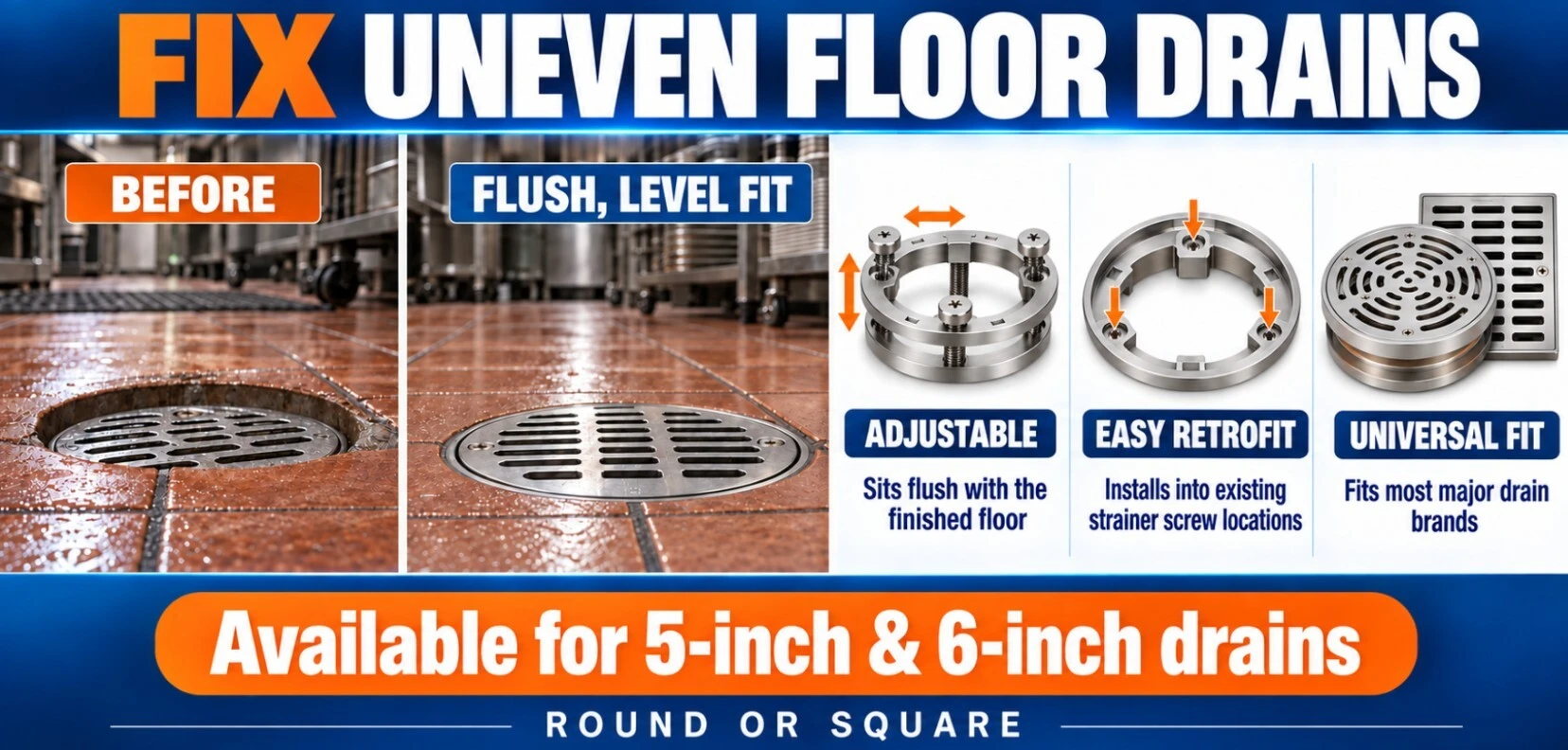 fix uneven floor drains