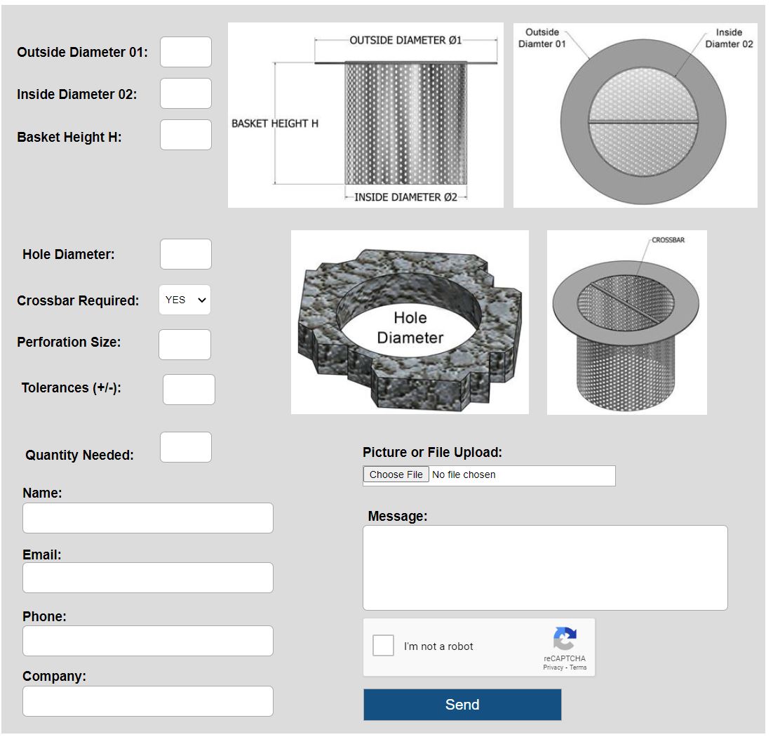 custom strainers form