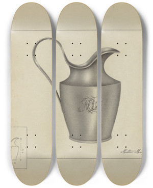 Triptych art skateboard deck of Matthew Mangiacotti Silver Creamer_2 by Matthew Mangiacotti