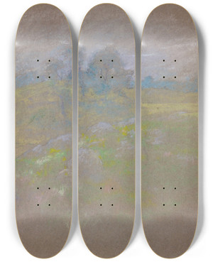 Triptych art skateboard deck of John Henry Twachtman Chestnuts by John Henry Twachtman (1853-1902)