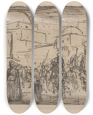 Triptych art skateboard deck of Marius Bauer Vizier Op Een Paard by Marius Bauer (1867-1932)