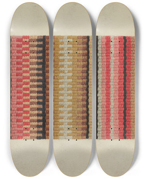 Triptych art skateboard deck of Arthur G Merkley Stair Carpet by Arthur G Merkley