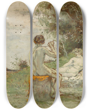 Triptych art skateboard deck of Ker Xavier Roussel Pastorale by Ker Xavier Roussel (1867-1944)