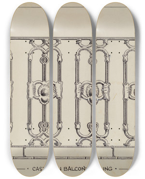 Triptych art skateboard deck of Al Curry Cast Iron Window Balcony by Al Curry (20-)