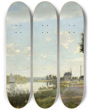 Triptych art skateboard deck of Claude Monet Argenteuil by Claude Monet (1840-1926)