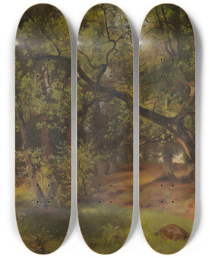 Triptych art skateboard deck of Ascan Lutteroth Landschaft Bei Aumhle by Ascan Lutteroth (1842-1923)