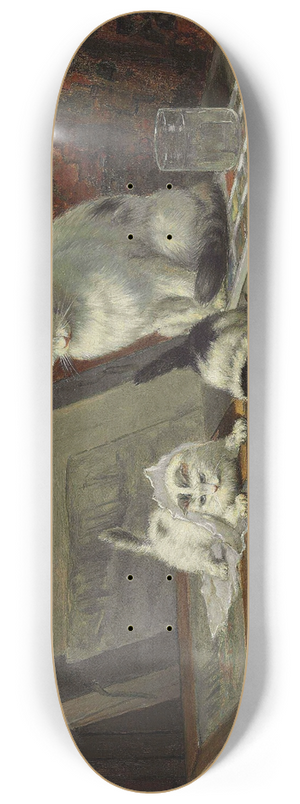 Henritte Ronner-Knip - The Kittens Art Lesson 8.25 inch art skate deck