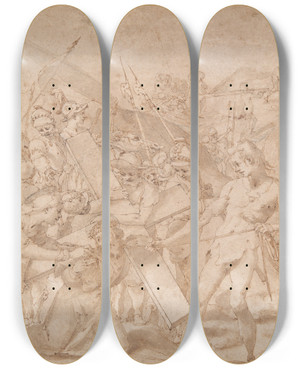Triptych art skateboard deck of Andrea Boscoli The Road Tocalvary by Andrea Boscoli (1560-1608)