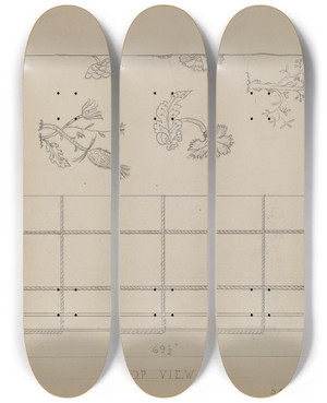 Triptych art skateboard deck of B Holstgrubbe Bed_2 by B. Holst-Grubbe