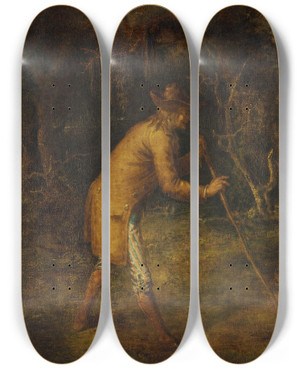 Triptych art skateboard deck of John Quidor The Devil And Tom Walker by John Quidor (1801-1881)