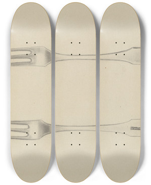 Triptych art skateboard deck of Charlotte Winter Silver Fork by Charlotte Winter (20-)