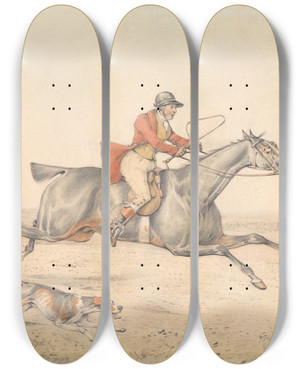 Triptych art skateboard deck of Henry Thomas Alken By Hell Get To The Earth by Henry Thomas Alken (1785-1851)