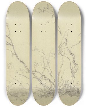 Triptych art skateboard deck of Peter Burnitz Bush by Peter Burnitz (1824-1886)