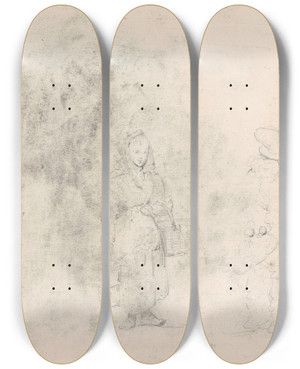 Triptych art skateboard deck of James Ensor Three Figures by James Ensor (1860-1949)