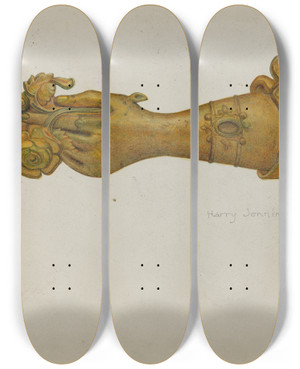 Triptych art skateboard deck of Harry Jennings Tieback_4 by Harry Jennings