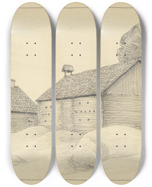 Triptych art skateboard deck of Ferdinand Boberg Ristomta by Ferdinand Boberg (1860-1946)