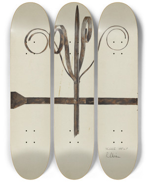Triptych art skateboard deck of Roberta Elvis Weather Vane by Roberta Elvis