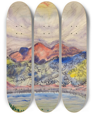 Triptych art skateboard deck of Charles Demuth Early Landscape by Charles Demuth (1883-1935)