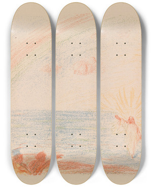 Triptych art skateboard deck of James Ensor Christ Walks Upon The Waves by James Ensor (1860-1949)