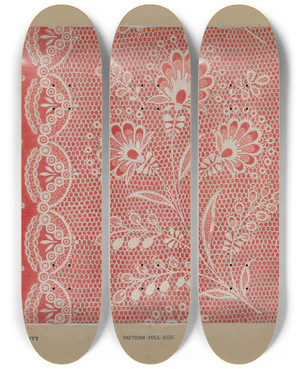 Triptych art skateboard deck of Maud Schmid Linen Square by Maud Schmid