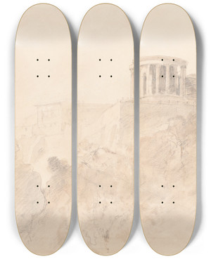 Triptych art skateboard deck of David Roberts Tivoli by David Roberts (1796-1864)
