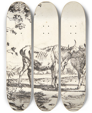 Triptych art skateboard deck of Marcus De Bye To Ker_2 by Marcus de Bye (1638-1688)